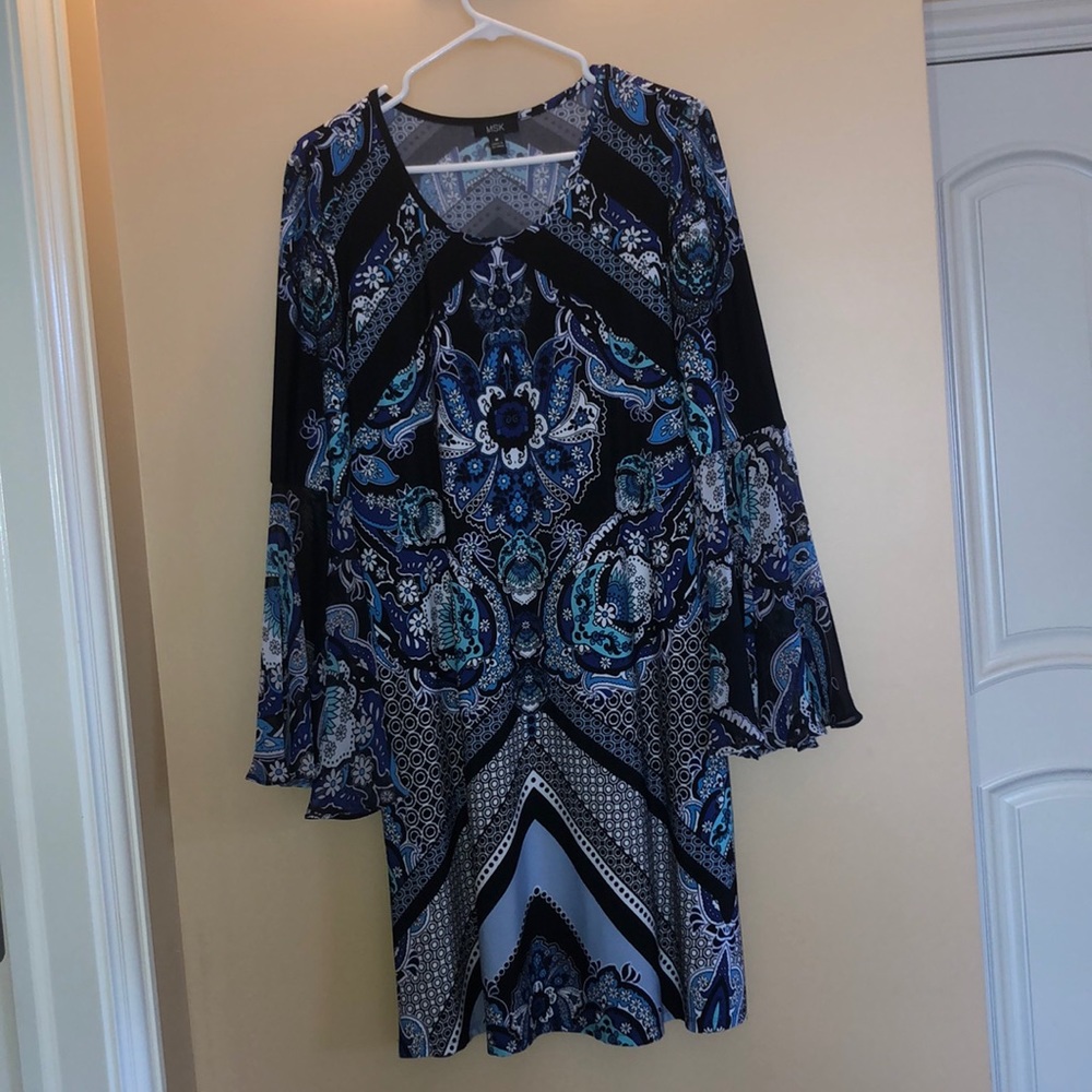Blue and Black Pattern Dress.
